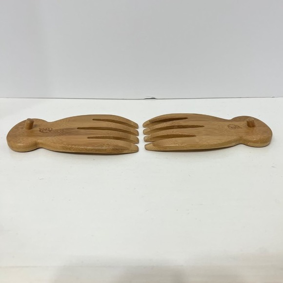 Totally Bamboo Salad Hands 2 Pieces Toss Mix Serve Natural Wood Farmhouse - Picture 8 of 10